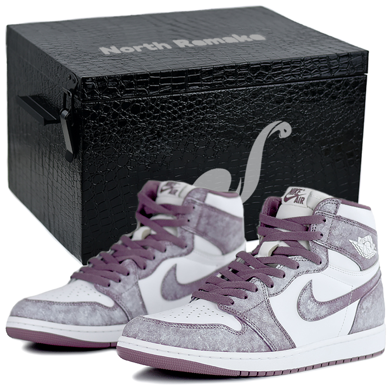 Jordan Air Jordan 1 High Top Vintage Basketball Shoes Unisex Classical Style Purple