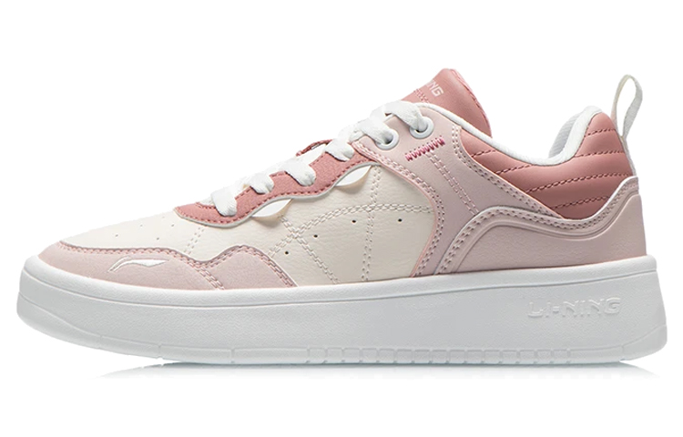 LINING Skateboard Shoes Women's Low Top Peach Pink/Apricot Pink/Sand Pink