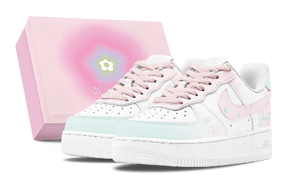 Nike Air Force 1 Air Force 1 Abrasion Resistant Low Top Skateboard Shoes Women's Pink Green