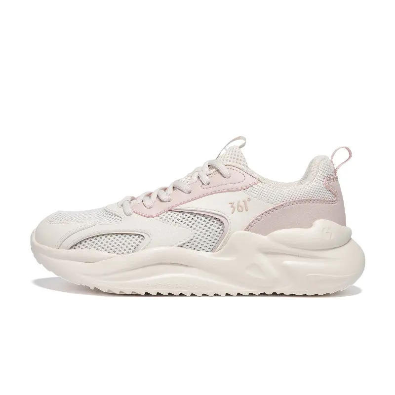 361° Cushioning, Breathable, Lightweight Low Top Casual Running Shoes Women's Lotus Seed White Fresh Pink