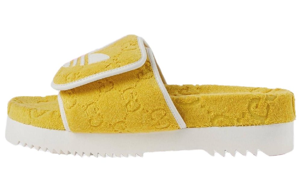 GUCCI X Adidas Originals GG Platform Sandals Yellow