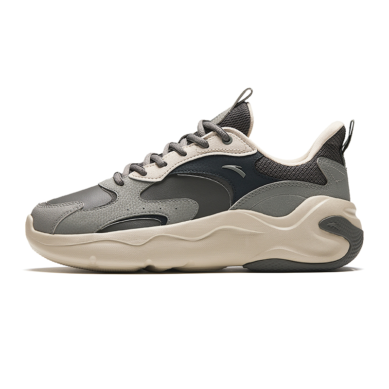 Anta Gravitation Cushioned Wear-Resistant Height Increasing Low-Top Chunky Sneakers Men's Gray White