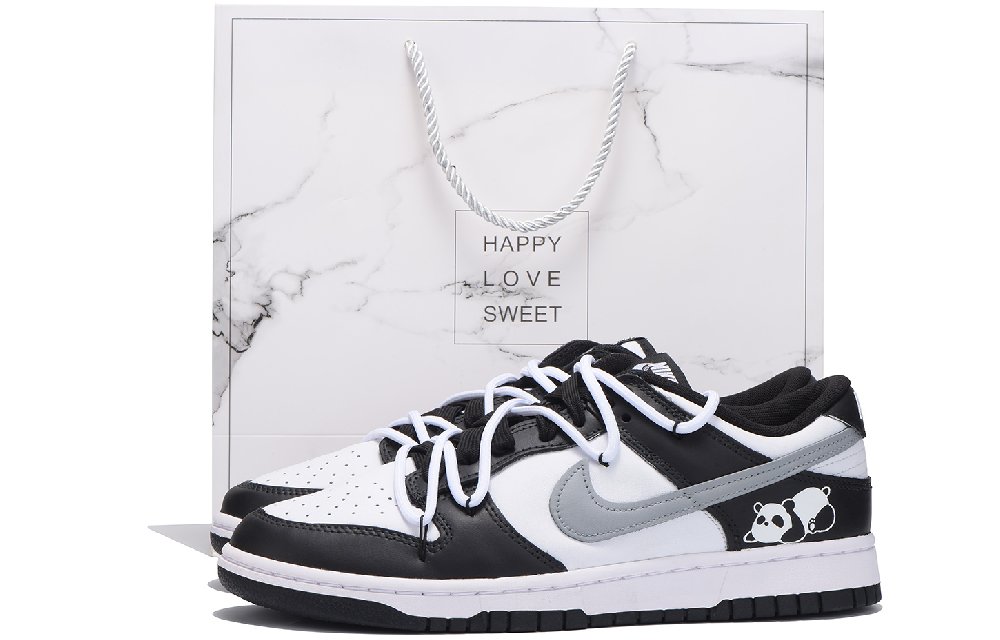 Nike Dunk Anti-Slip Wear-Resistant Low-Top Skateboard Shoes Unisex Black Gray