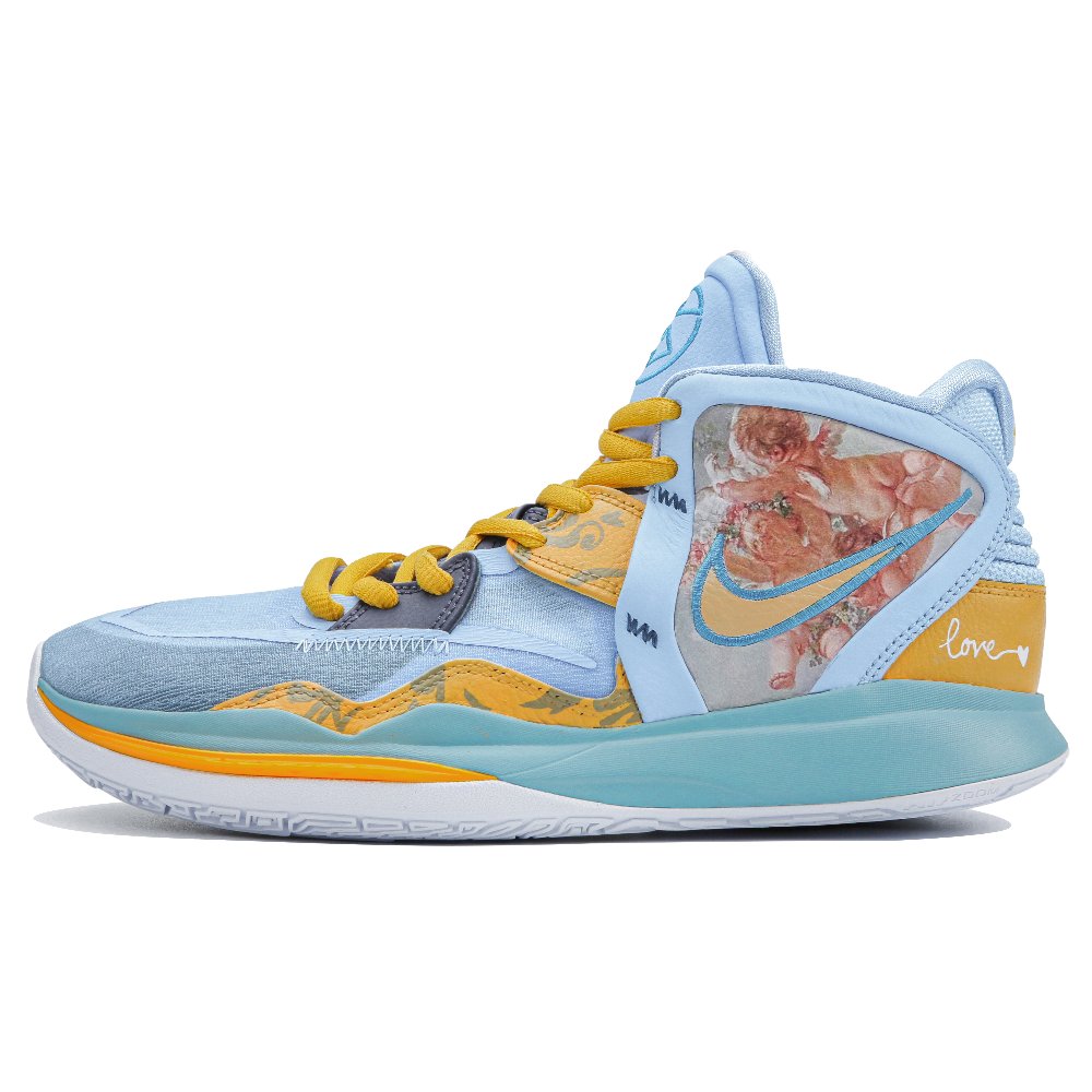 Nike Kyrie 8 Infinity Anti-Slip Wear-Resistant Mid-Top Basketball Shoes Unisex Yellow Blue