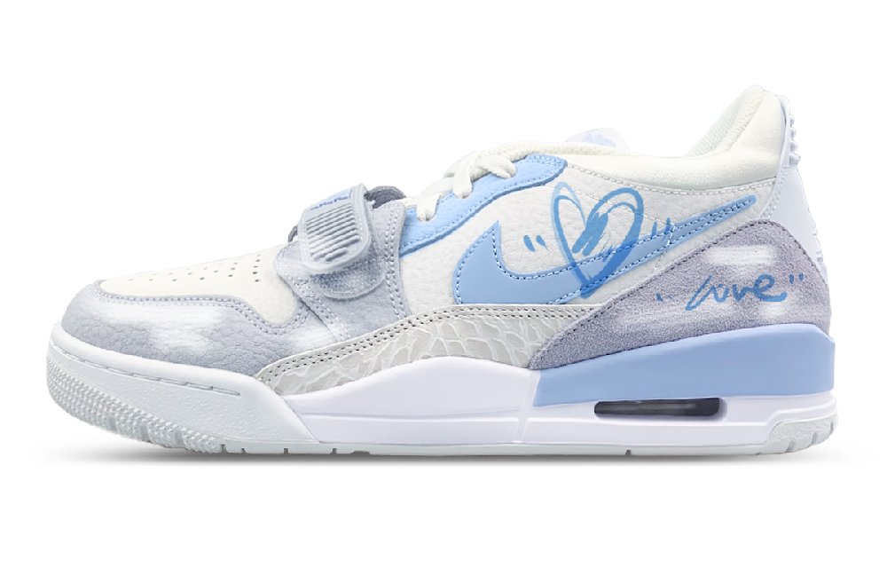 Jordan Legacy 312 Low Top Vintage Basketball Shoes Unisex White Blue Gray