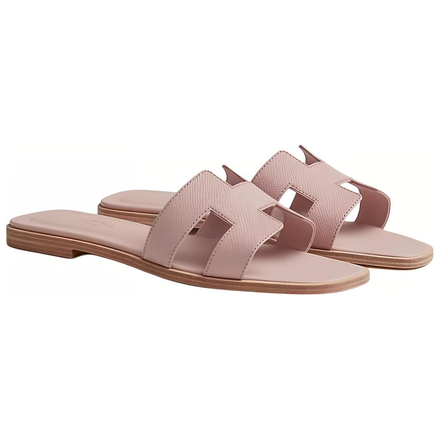 HERMES Oran Slide Slippers Women's Pink