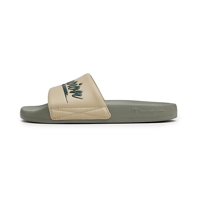 Champion EVA Slip Resistant Slide Slippers Unisex Sand Stone/Forest Green