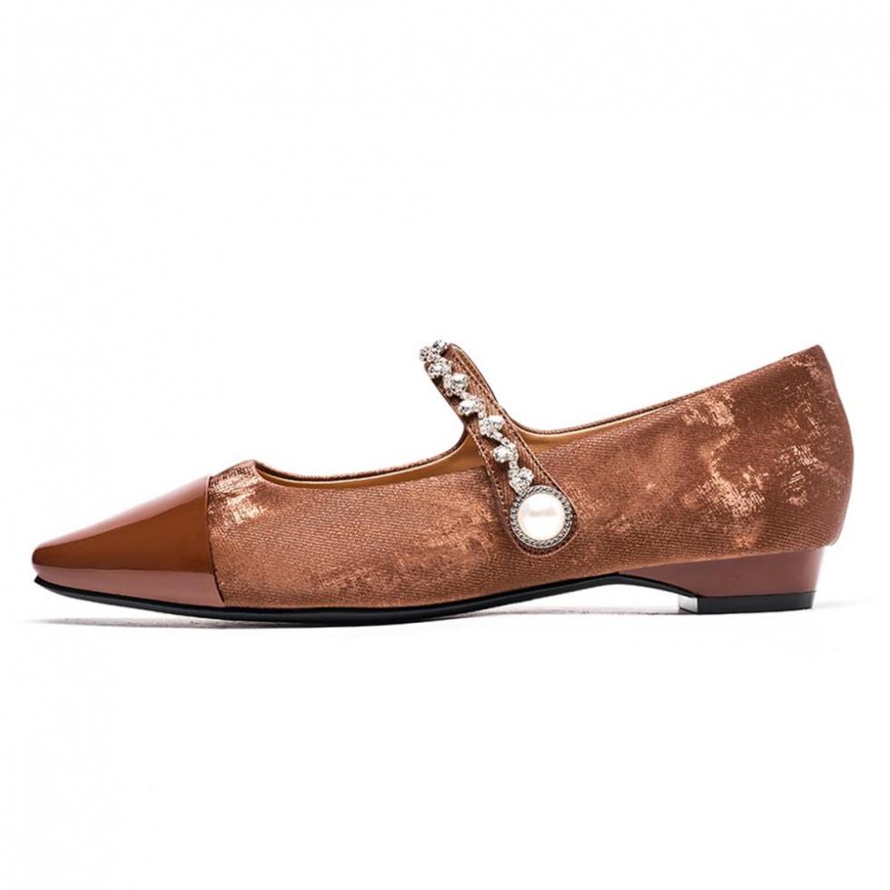 EBLAN Block Heel Mary Jane Shoes Women's Brown