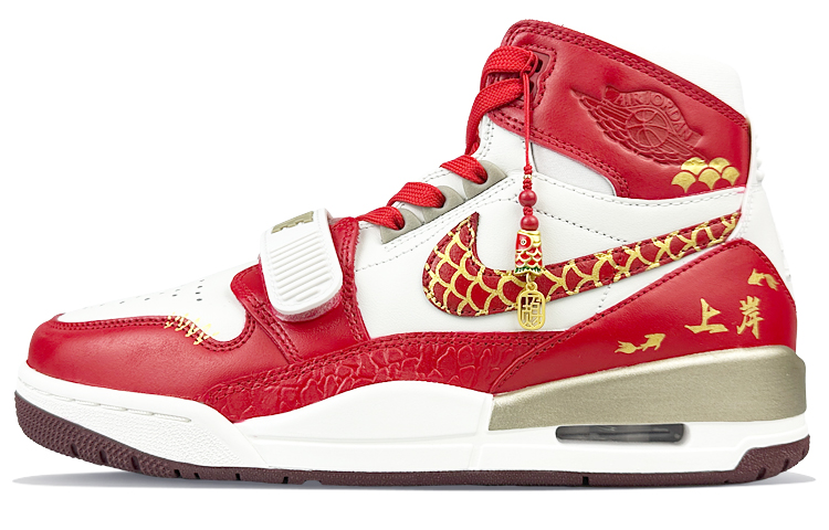 Jordan Legacy 312 Cushioning Anti-Slip And Wear-Resistant High-Top Vintage Basketball Shoes Men's Red White