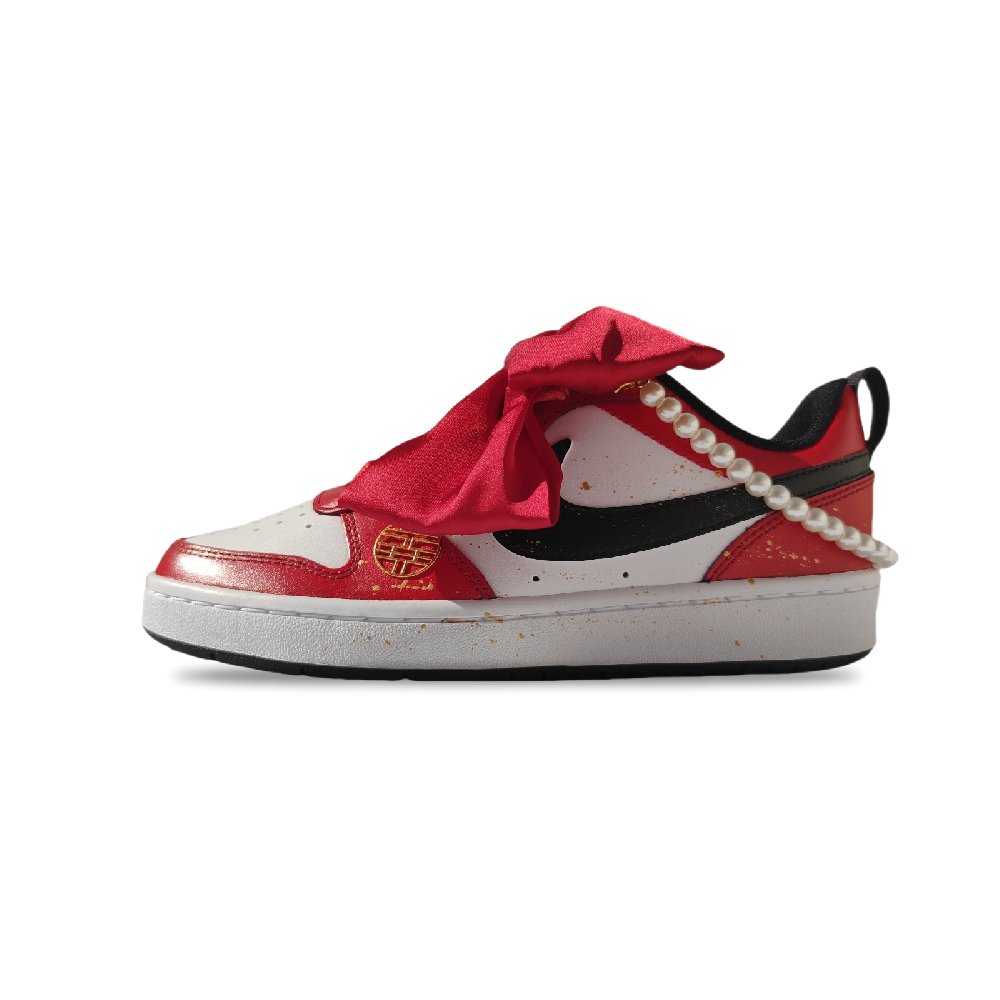 Nike Court Borough Low Tiethe Knot Slip Resistant, Abrasion Resistant, Breathable Low Top Skateboard Shoes GS Red White