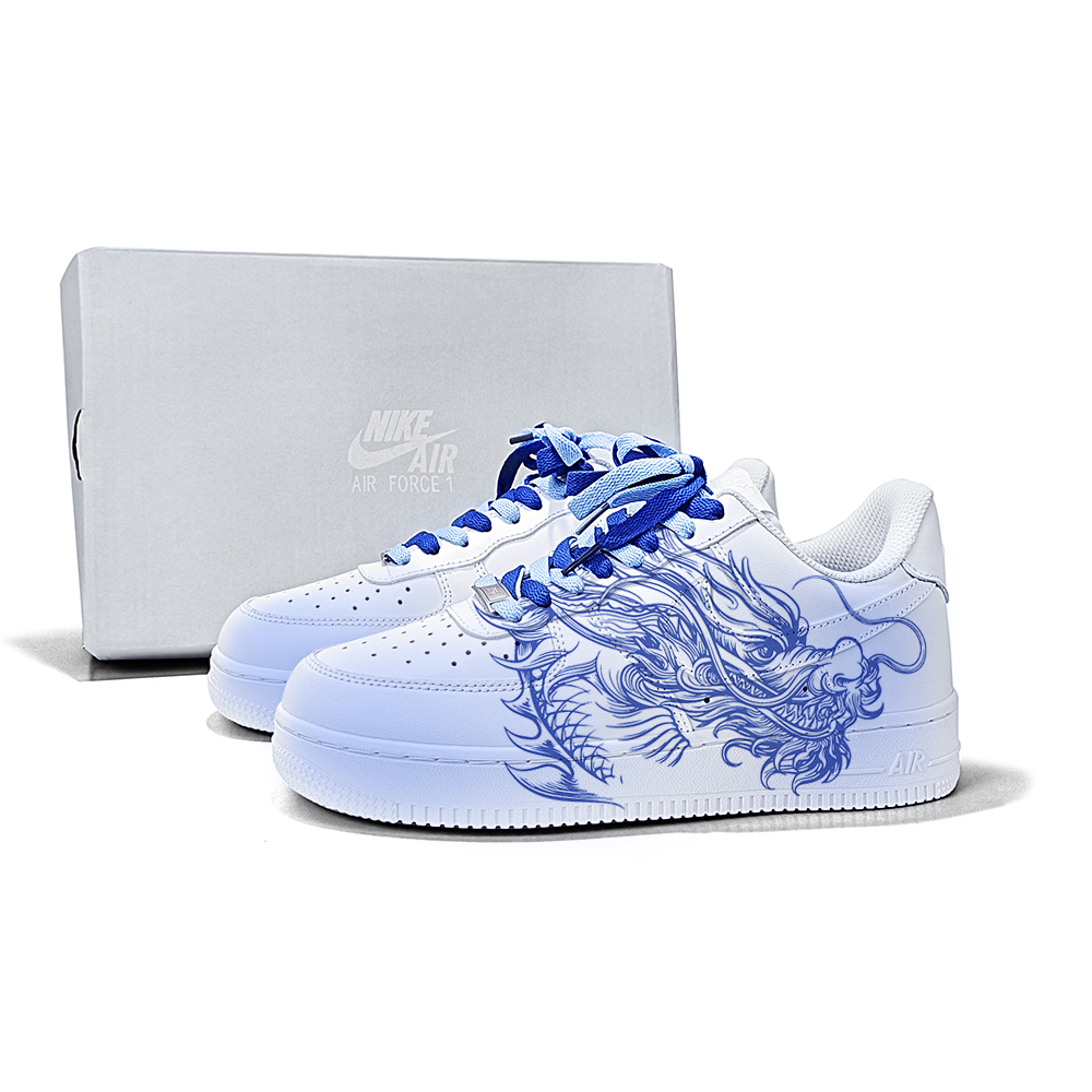 Nike Air Force 1 Slip Resistant, Abrasion Resistant, Lightweight Low Top Skateboard Shoes Women's White Blue