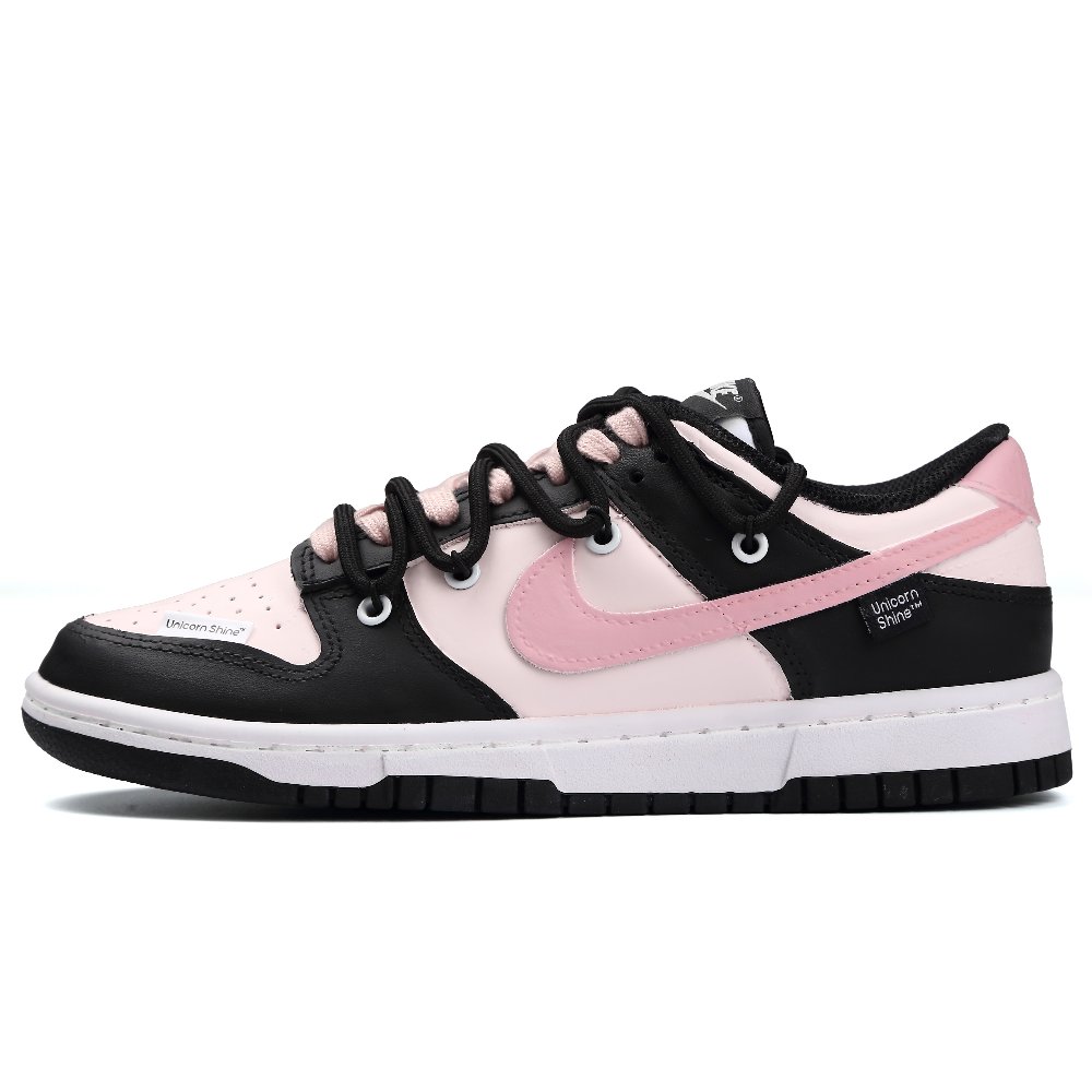 Nike Dunk Anti-Slip Wear-Resistant Low-Top Skateboard Shoes Unisex Black Pink