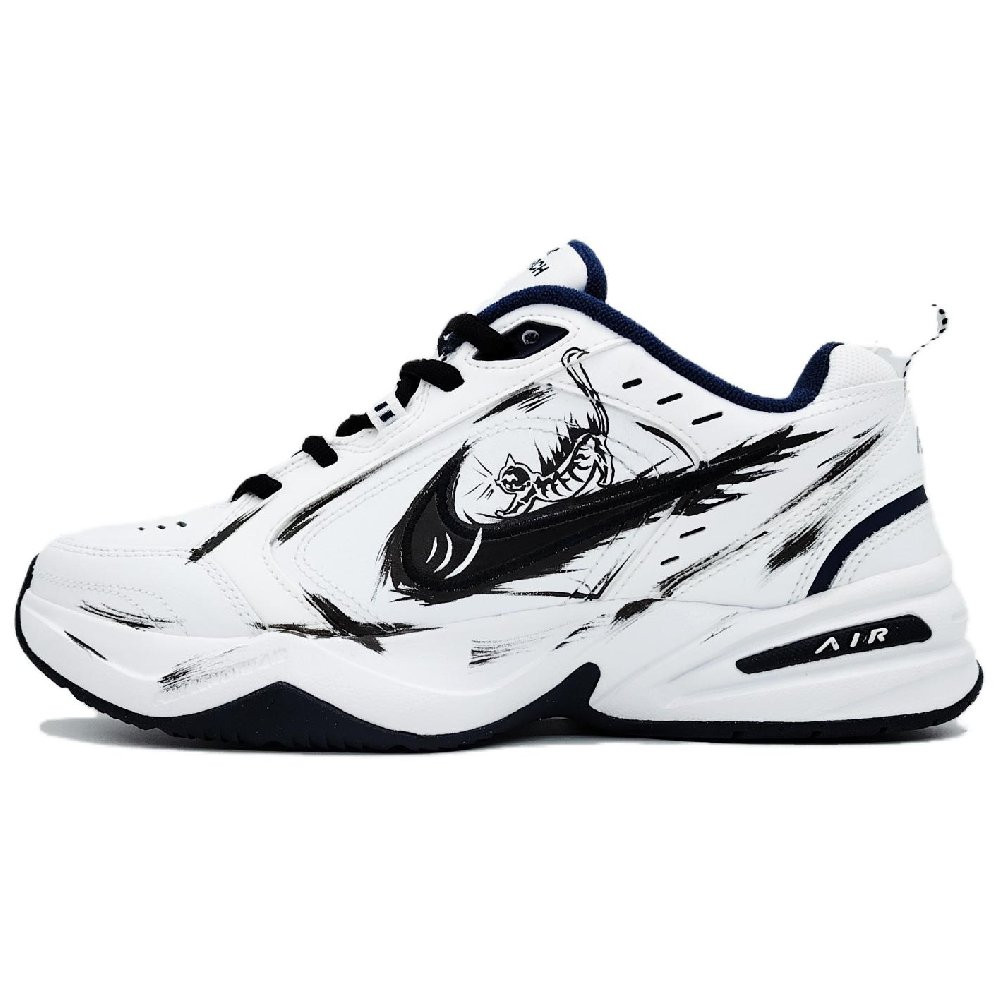 Nike Air Monarch 4 Anti Slip And Wear Resistant Height Increasing Low Top Chunky Sneakers Unisex White Black