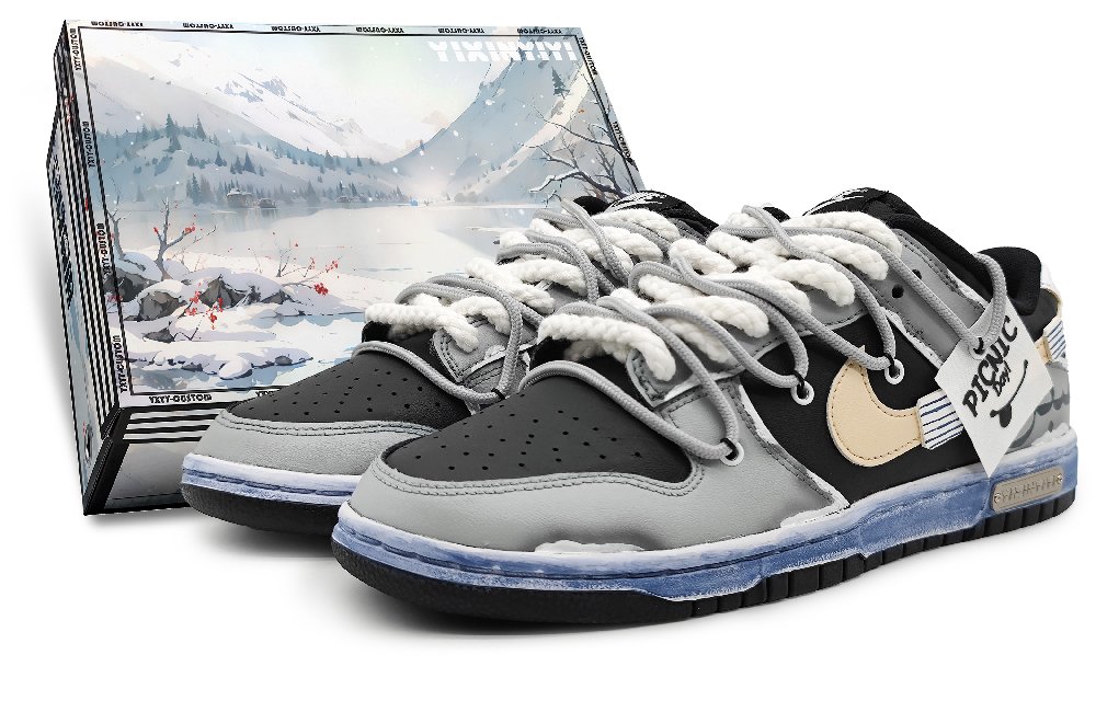 Nike Dunk Low-Top Skateboard Shoes Men's Yellow Black Gray