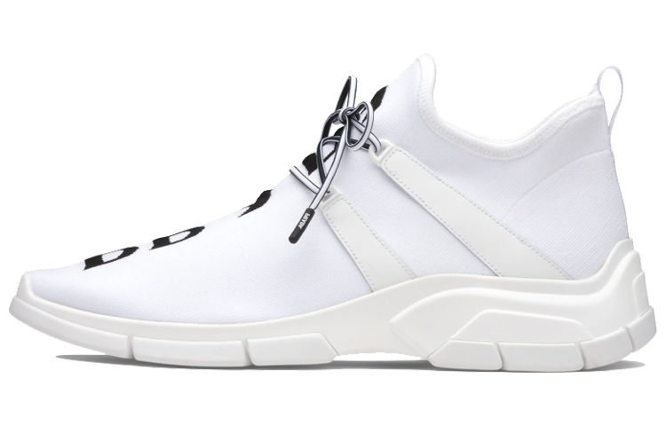 PRADA Knit Fabric Sneakers 'White Black'