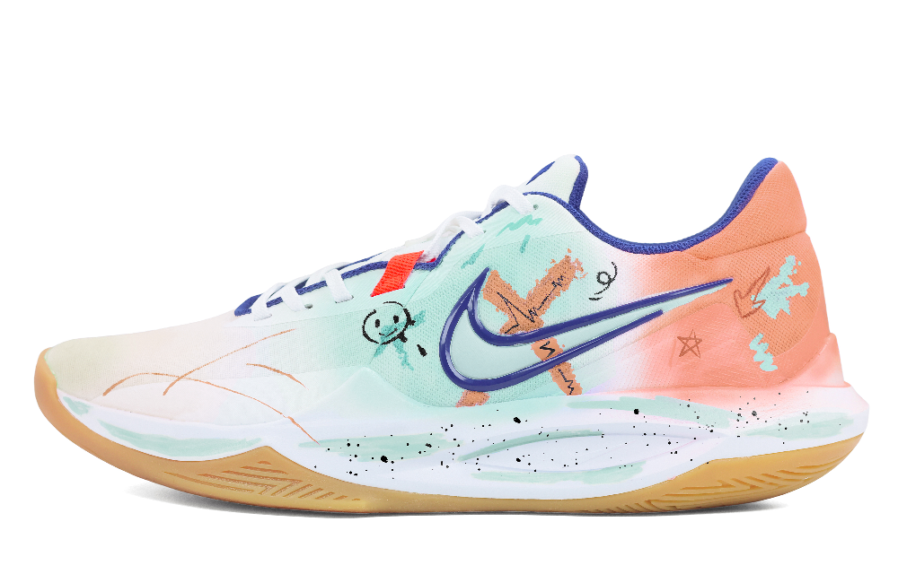 Nike Precision 6 Low Top Basketball Shoes Men's White Orange Green