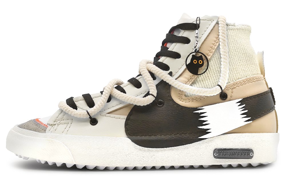 Nike Blazer 77 Jumbo Mid-Top Skateboard Shoes Unisex White Brown Black