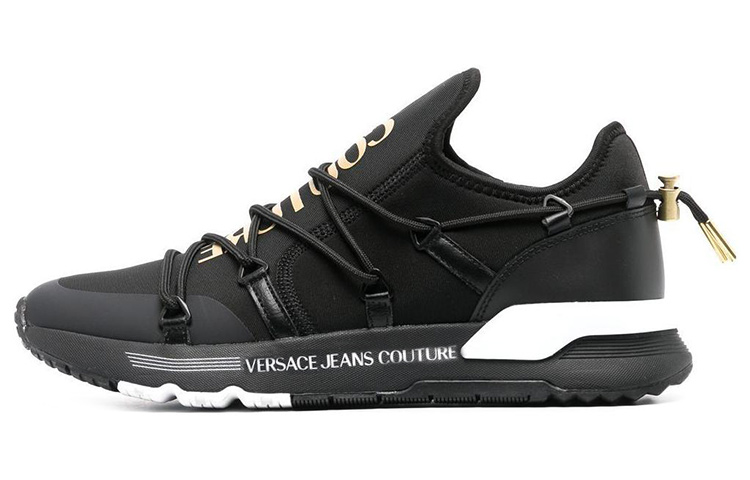 VERSACE JEANS Couture Versace Cushioning Low-Top Sports Casual Shoes Men's Black