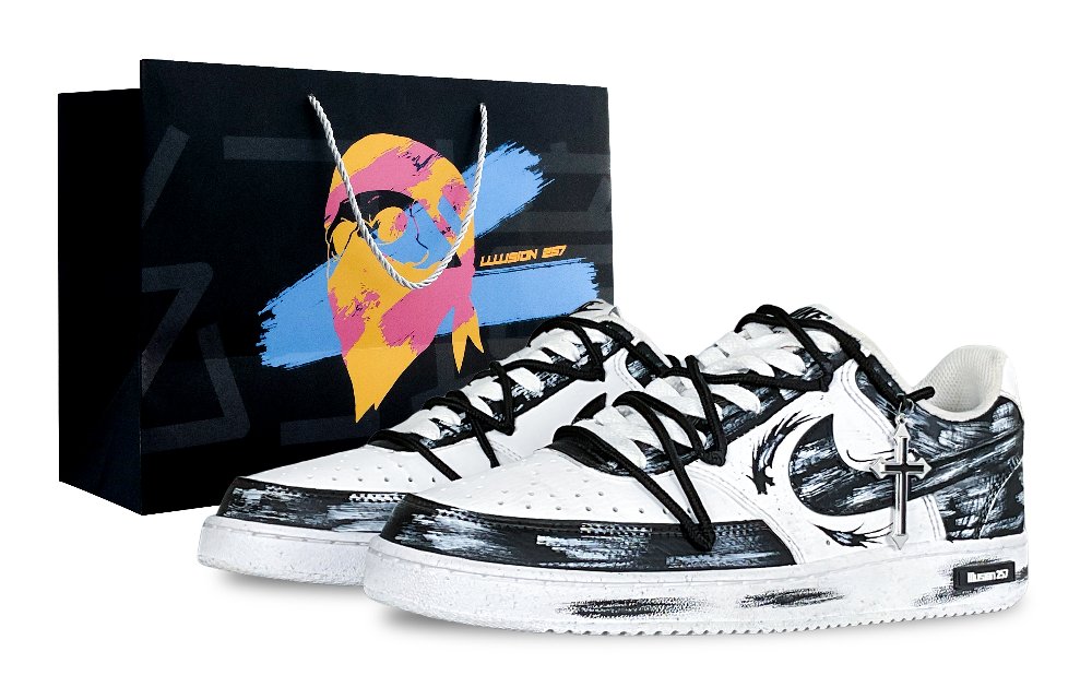 Nike Court Vision 1 Anti-Slip Wear-Resistant Low-Top Skateboard Shoes Men's Black White
