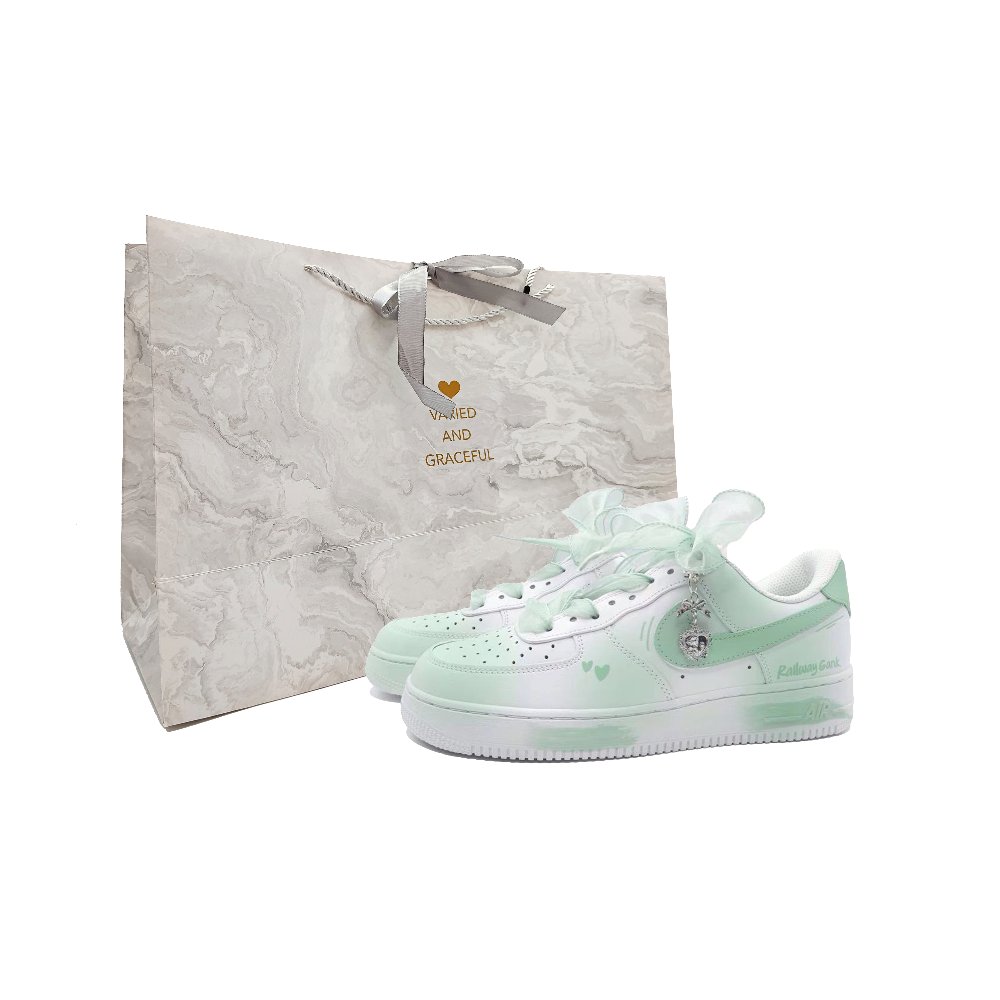 Nike Air Force 1 Anti-Slip Wear-Resistant Low-Top Skateboard Shoes Unisex Cyan