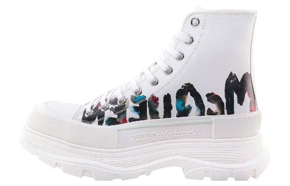 Alexander McQueen Tread Slick Boot Graffiti White Multicolor