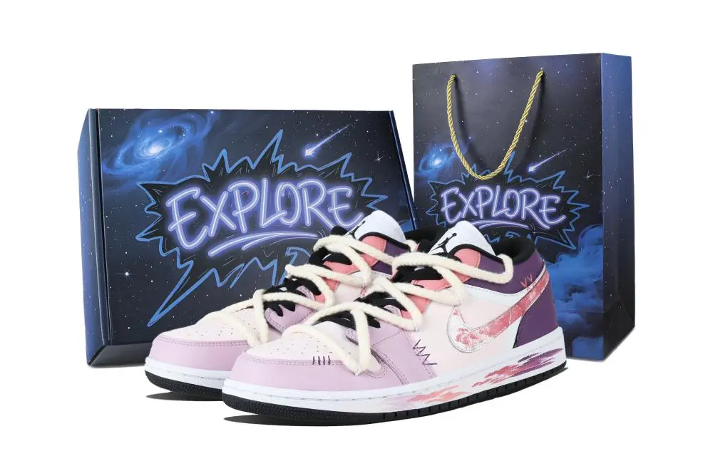 Jordan Air Jordan 1 Purple Pink Bleed Abrasion Resistant Low top Skateboard Shoes Unisex