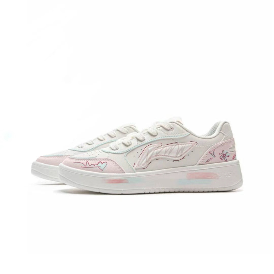 LiNing Yuanbao Pure Slip Resistant Abrasion Resistant Low top Skateboard Shoes Women's White Pink купить в интернет-магазине Yoocart с быстрой доставкой по России.