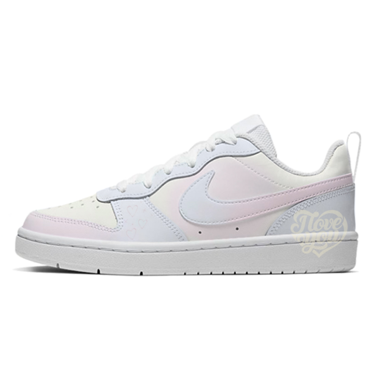 Nike Court Borough Anti-Slip And Wear-Resistant Water-Resistant Low-Top Skateboard Shoes GS White