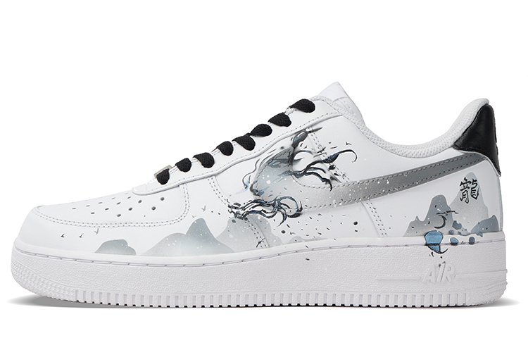 Nike Air Force 1 Low-Top Skateboard Shoes Men's Gray White