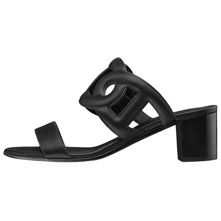 HERMES Bikini Slide Slippers Women's Black