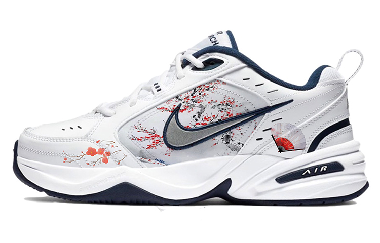 Nike Air Monarch 4 Anti-Slip Wear-Resistant Low-Top Chunky Sneakers Unisex Blue White