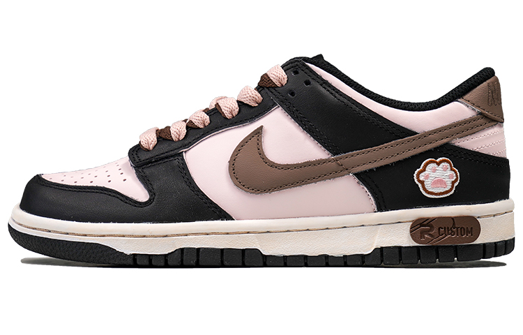 Nike Dunk Low RISK Low-Top Skateboard Shoes GS Black Pink Brown