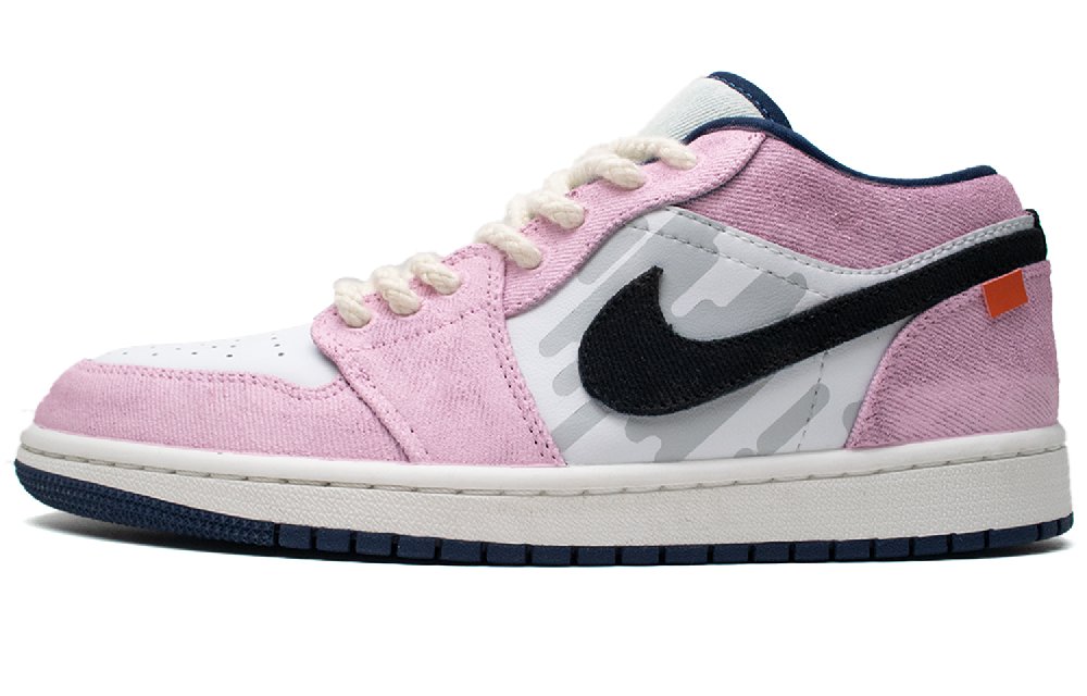 Jordan Air Jordan 1 Pink Leopard Cushioning, Wear Resistant Low Top Vintage Basketball Shoes Men's Pink