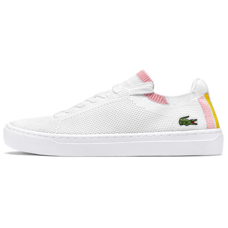 LACOSTE Breathable Low Top Skateboard Shoes Women's White Pink