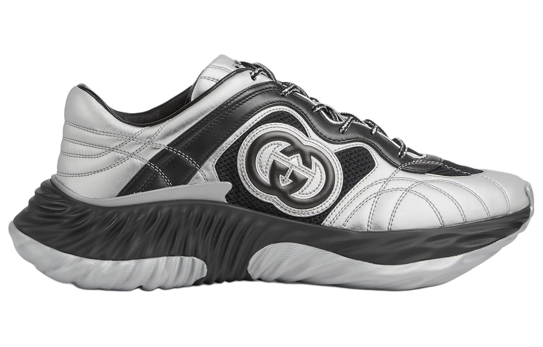 GUCCI Ripple Low top Casual Shoes Men's Silver