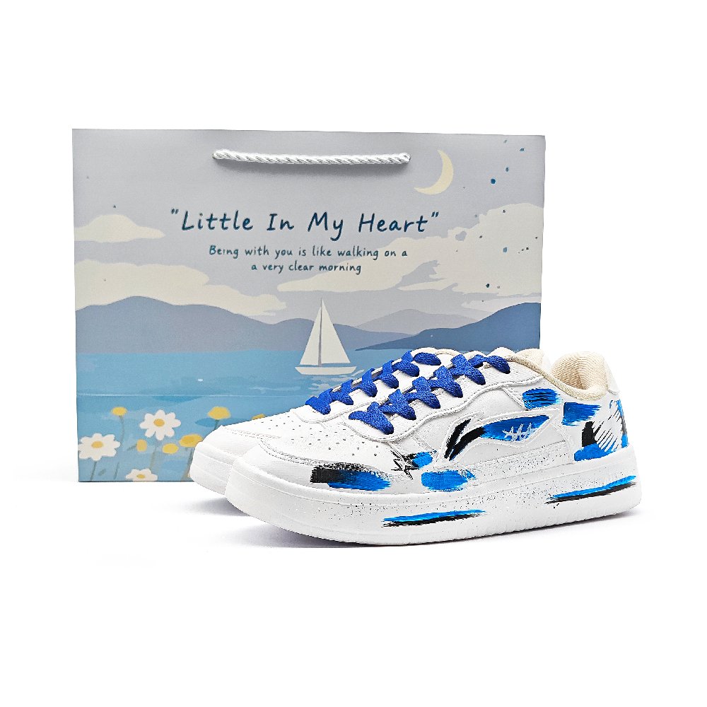 LiNing Pontoon Boats Lightweight, Breathable, And Slip Resistant Low Top Skateboard Shoes Unisex White