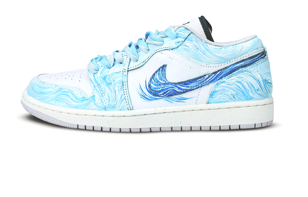 Nike Air Jordan 1 Canglan Low Top Vintage Basketball Shoes Unisex Cerulean