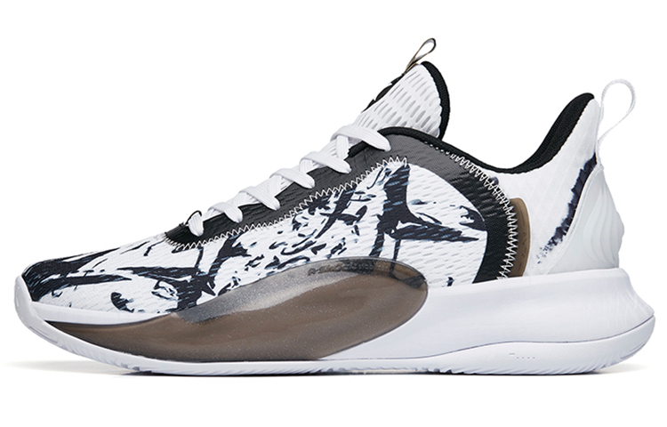 Anta Light Cavalry 5 Cushioning Anti-Slip Wear-Resistant Breathability Low-Top Basketball Shoes Men's White Black