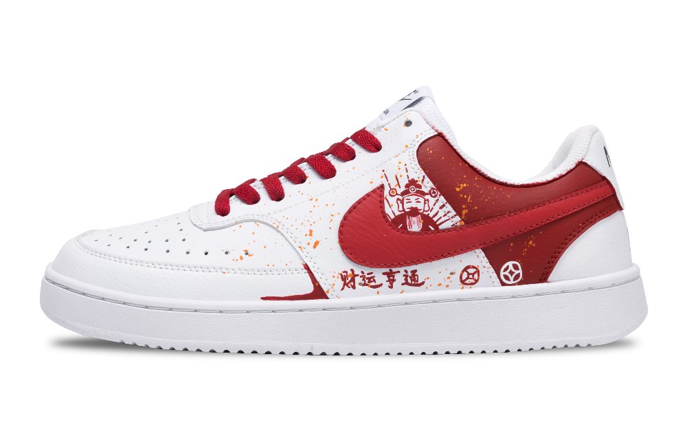 Nike Court Vision 1 Skateboard Shoes Men Low Top White/Red