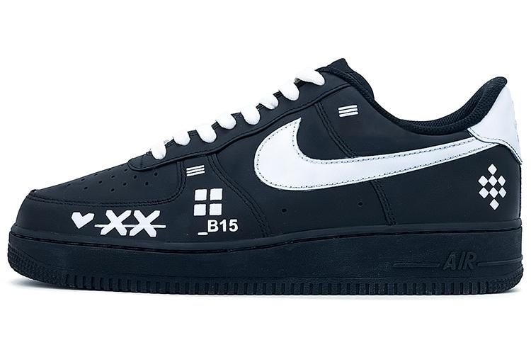 Nike Air Force 1 Air Force 1 Anti Slip And Wear Resistant Lightweight Low Top Skateboard Shoes Men's Black White