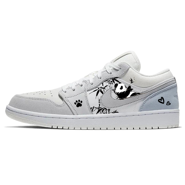 Jordan Air Jordan 1 Slip Resistant, Abrasion Resistant, Breathable Low Top Vintage Basketball Shoes Unisex White Gray