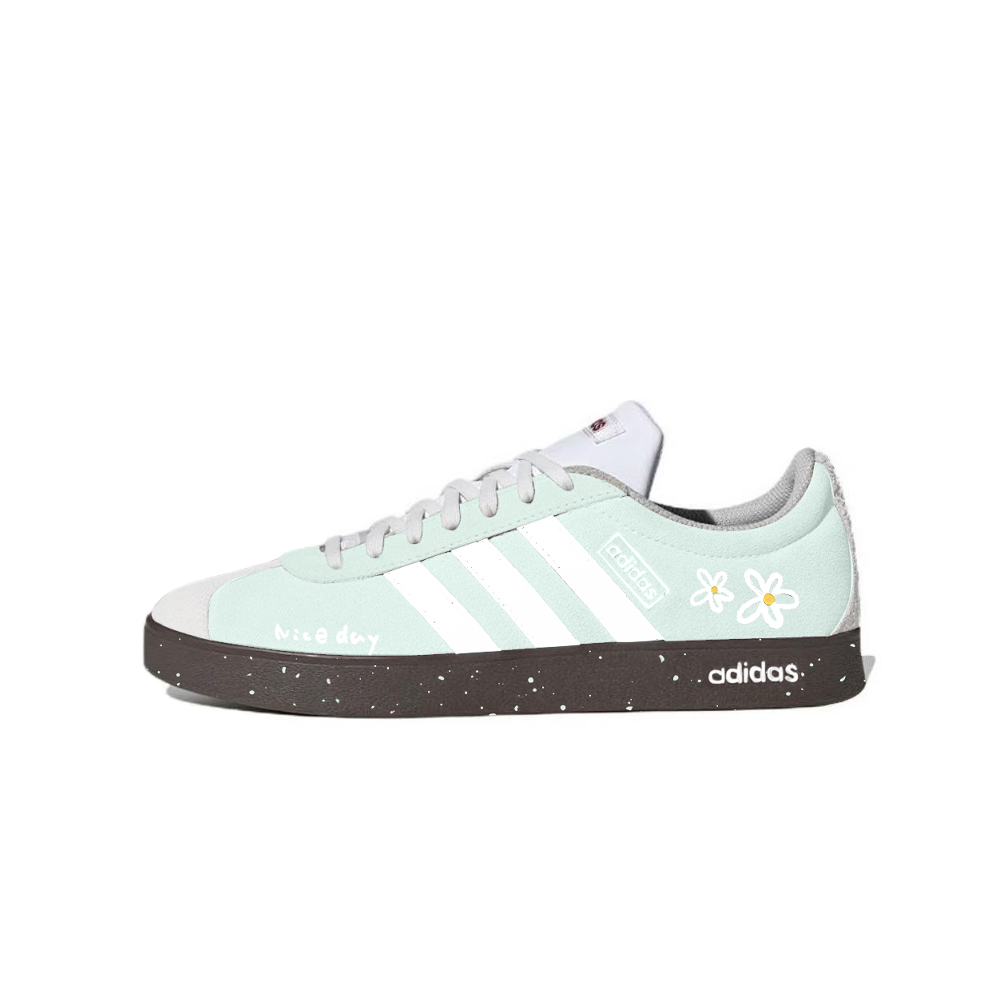 Adidas VL COURT 2.0 Cushioning, Wear Resistant Low Top Skateboard Shoes Unisex White Green