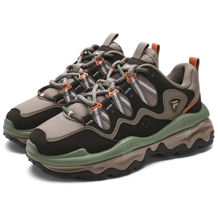 FILA FUSION QD 96 DX Anti-Slip Wear-Resistant Low-Top Casual Shoes Men's Brown Green