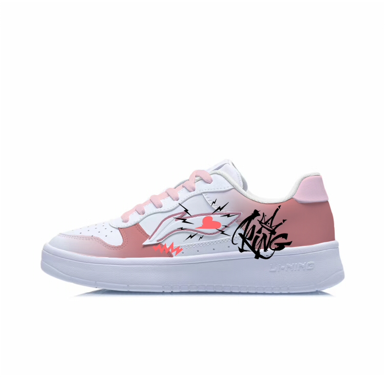 LiNing Pontoon Boats Slip Resistant, Abrasion Resistant, Breathable Low top Skateboard Shoes Women's White Pink Black