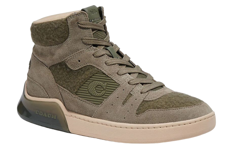 COACH High-Top Stylish Skateboarding Shoes Men's Army Green