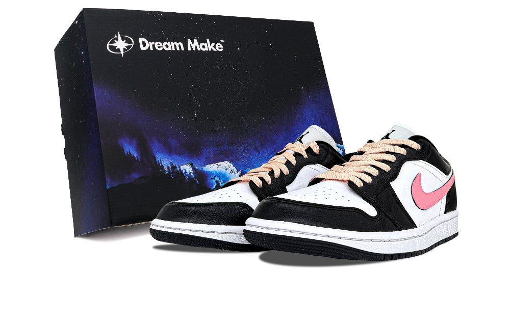 Jordan Air Jordan 1 Abrasion Resistant Low Top Vintage Basketball Shoes Unisex Black Pink