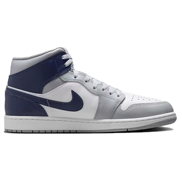 Jordan Air Jordan 1 Cushioning Anti-Slip Wear-Resistant Breathability Mid-Top Vintage Basketball Shoes Men's White Blue