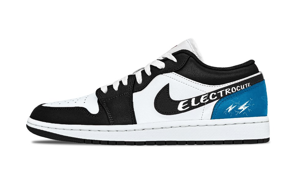 Jordan Air Jordan 1 Black Shimmer Abrasion Resistant Low Top Vintage Basketball Shoes Unisex Blue Black