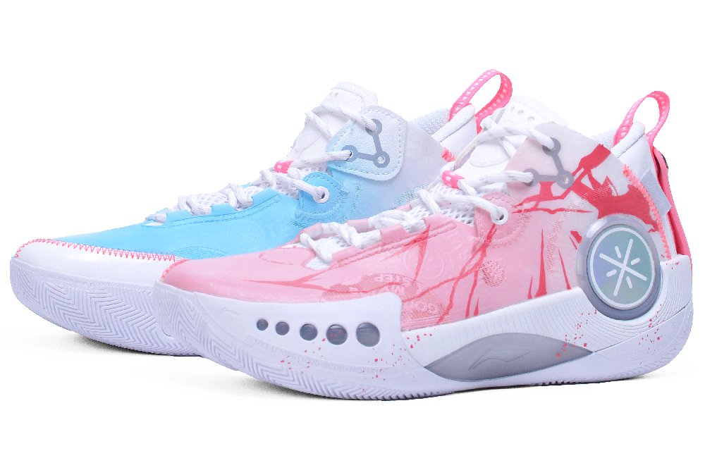 LINING Basketball Shoes Men Mid-Top White/Blue/Pink