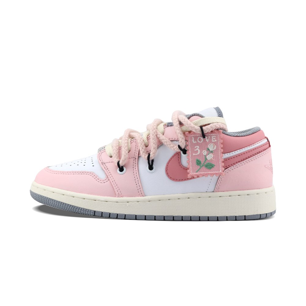 Jordan Air Jordan 1 Rose Lover Cushioning, Wear Resistant Low Top Vintage Basketball Shoes Women's Pink